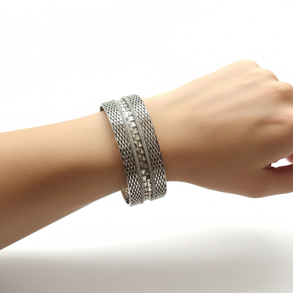 Silver-tone Wide Cuff Bangle