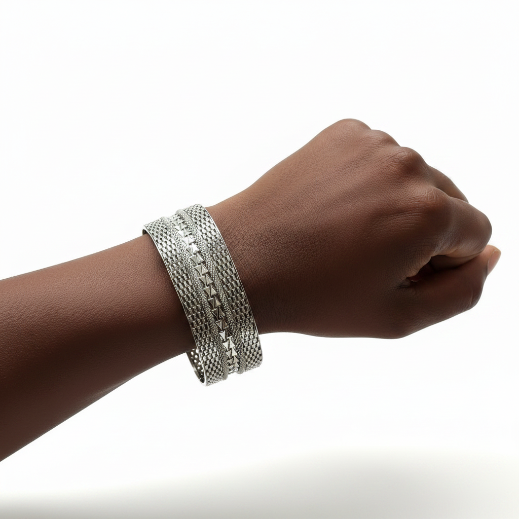 Silver-tone Wide Cuff Bangle