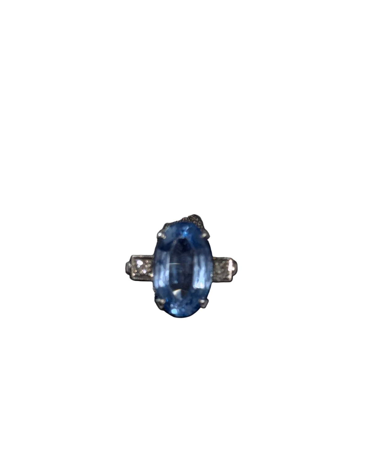 RARE Antique Palladium 950 Ring with Blue Stone