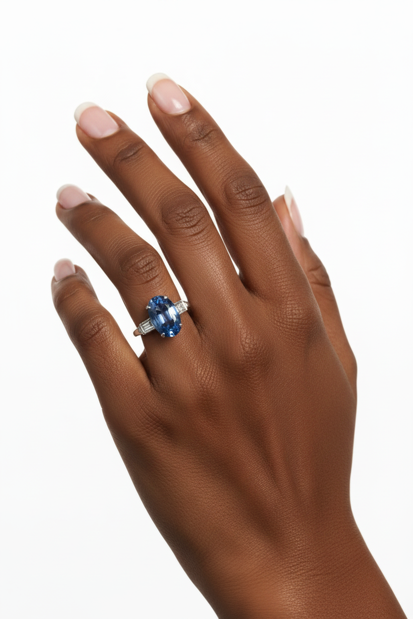 RARE Antique Palladium 950 Ring with Blue Stone
