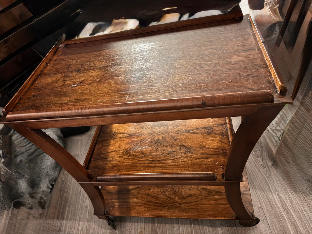 Antique Three-Tier Tea Trolley | 1920s–1940s | Walnut | Castors