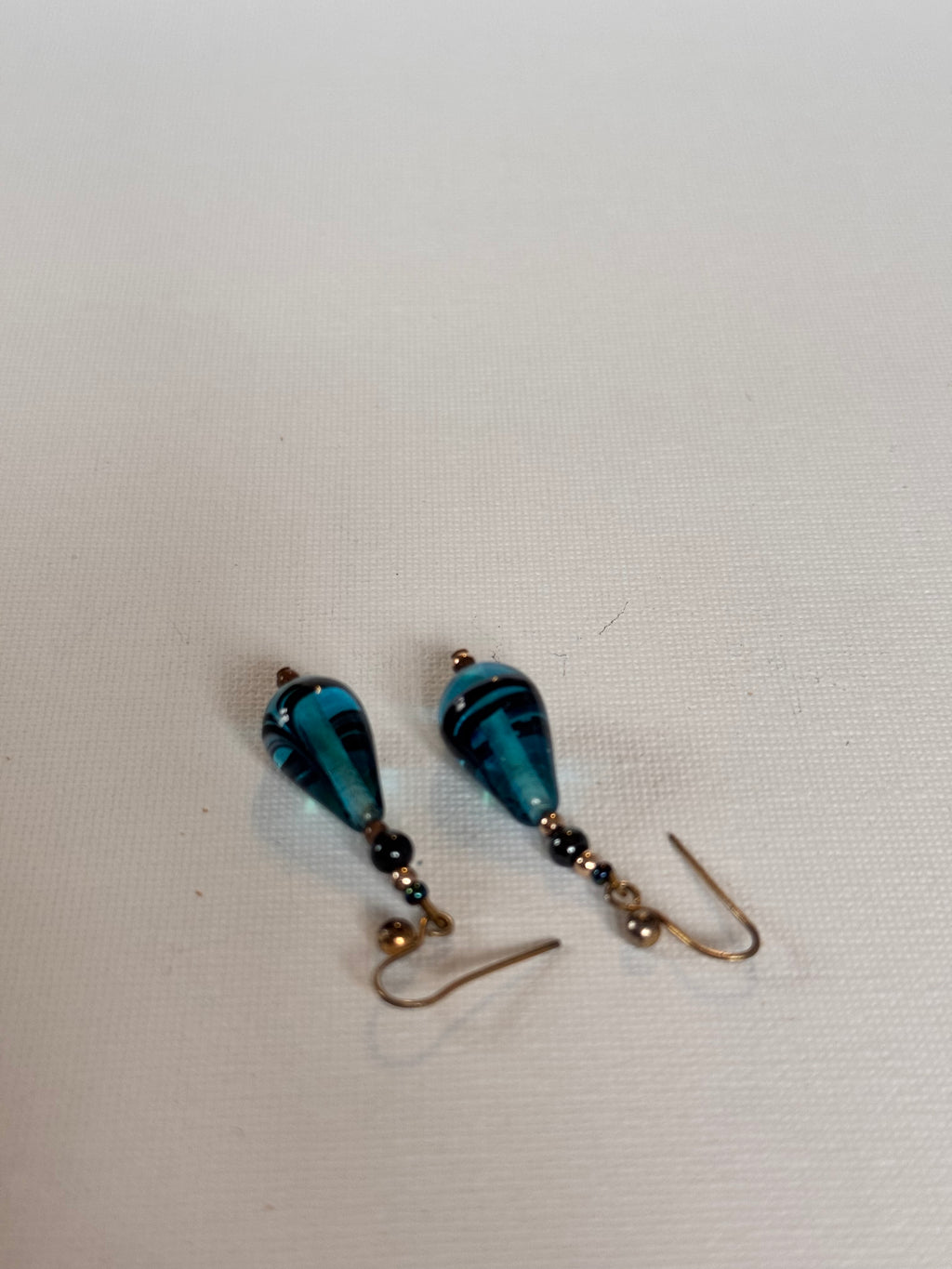 Vintage Blue Glass Teardrop Earrings