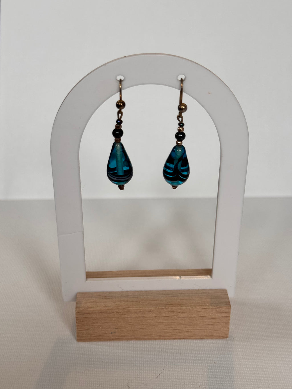 Vintage Blue Glass Teardrop Earrings