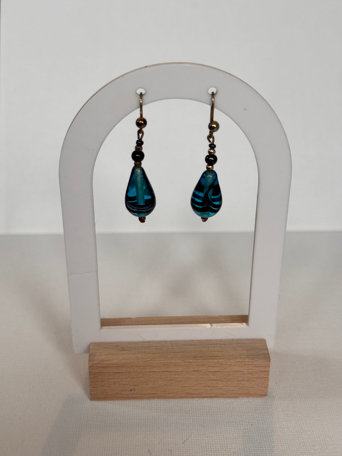 Vintage Blue Glass Teardrop Earrings