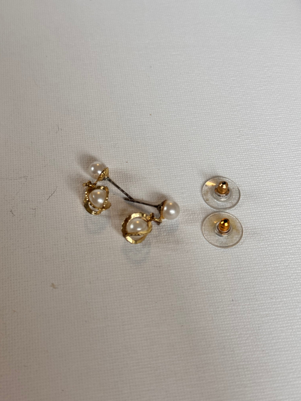 Dainty Faux Pearl & Gold-Tone Drop Stud Earrings
