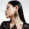 Vintage Bronze Chandelier Drop Earrings Hook Closure Rustic