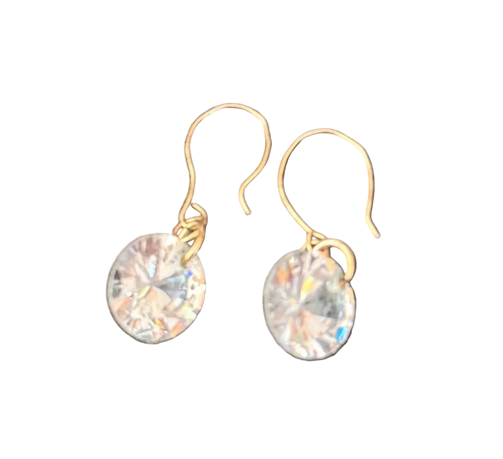 Handmade 9ct Gold Fine Wire Crystal Drop Earrings