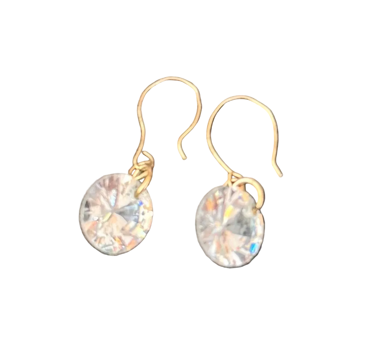 Handmade 9ct Gold Fine Wire Crystal Drop Earrings