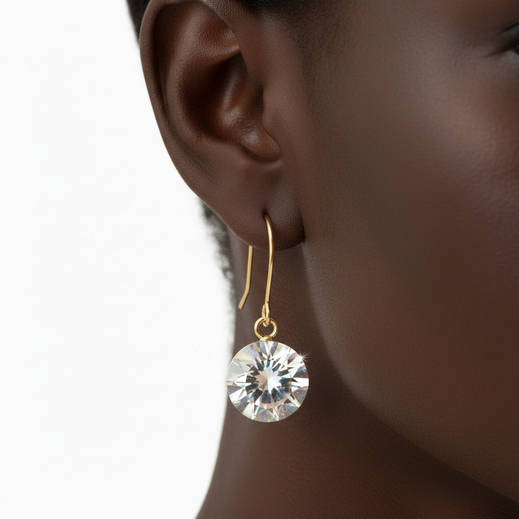 Handmade 9ct Gold Fine Wire Crystal Drop Earrings