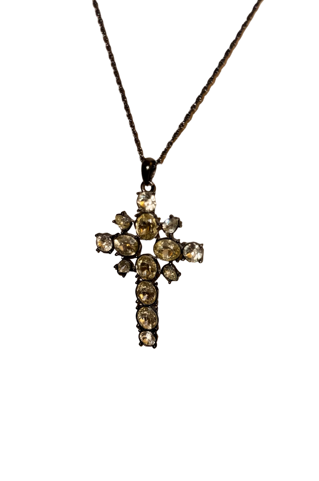 Black Gothic Cross Pendant Necklace | Long Chain | Statement Jewellery