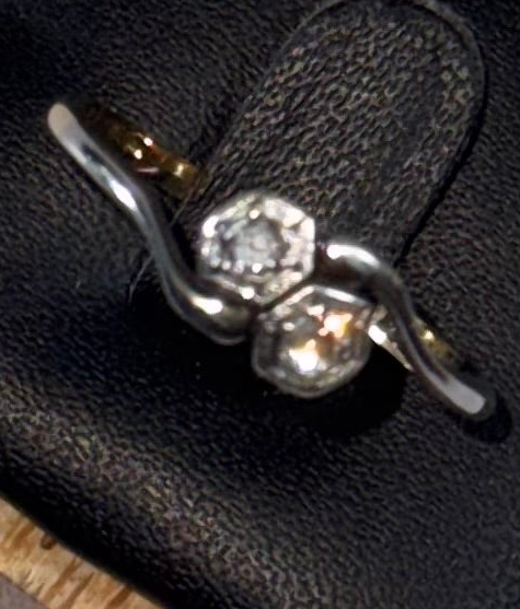 18ct Gold Ring with 2 Diamonds