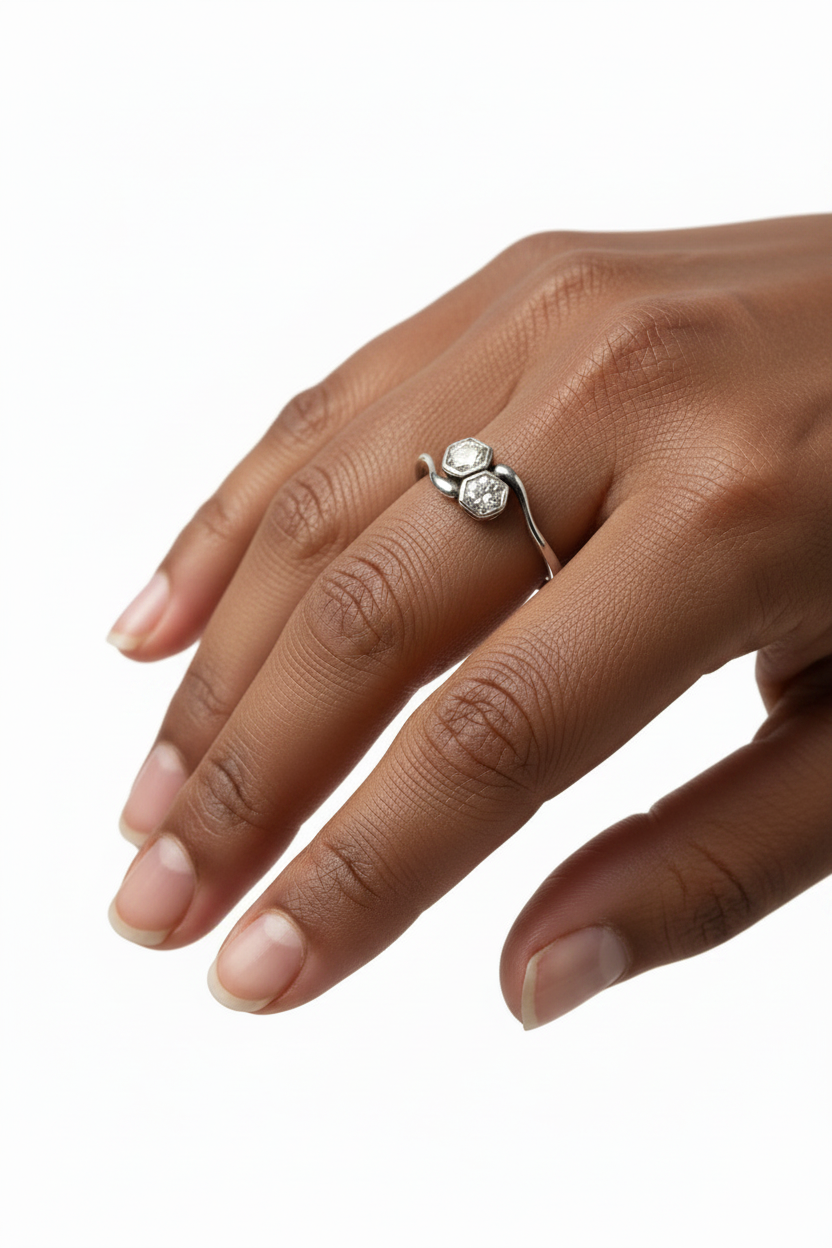 18ct Gold Ring with 2 Diamonds