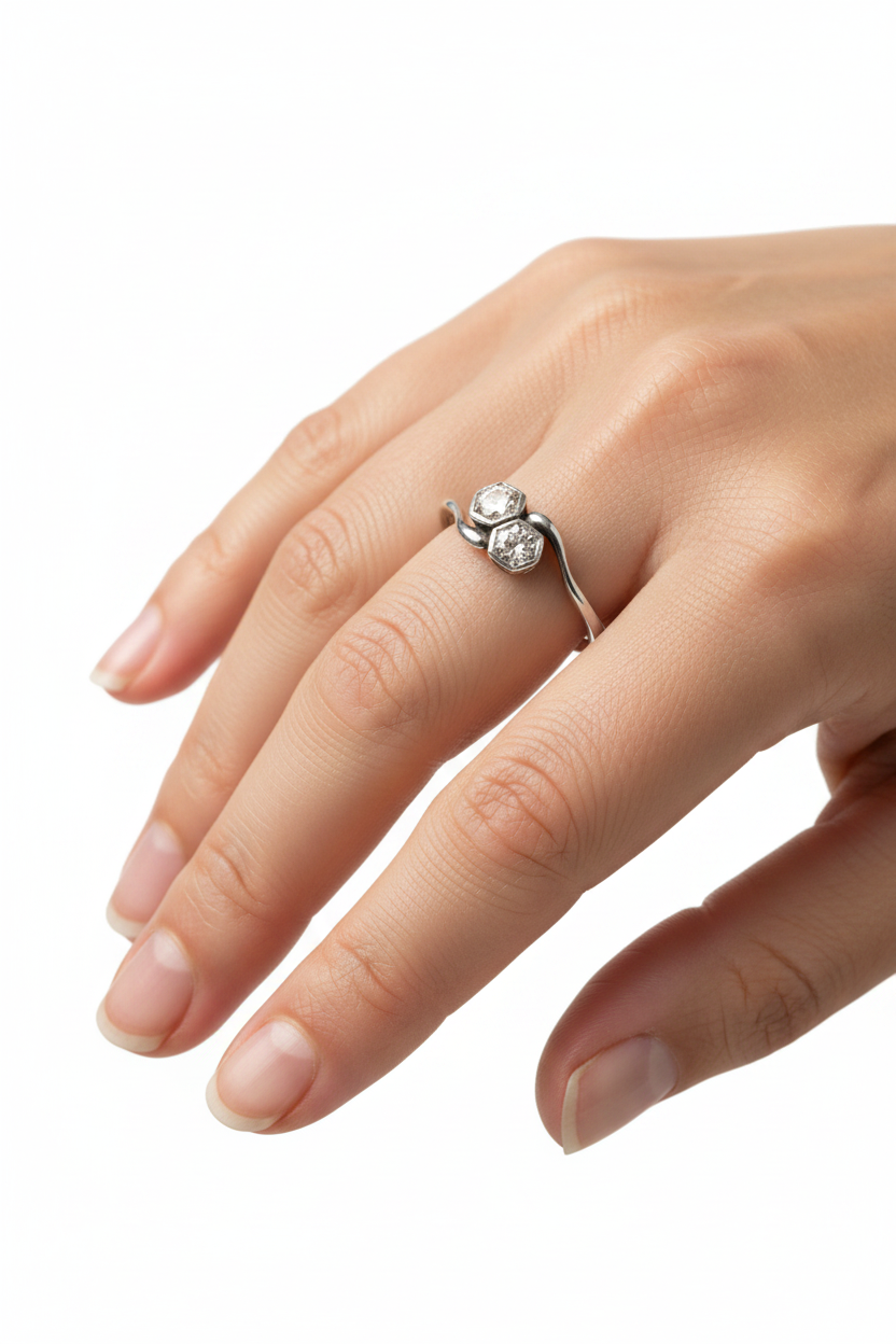 18ct Gold Ring with 2 Diamonds