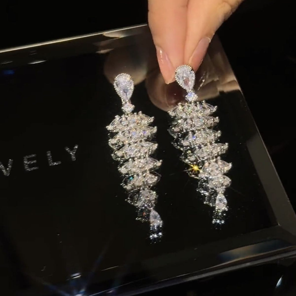 Cubic Zirconia Tassel Drop Earrings | Vintage Luxury Style