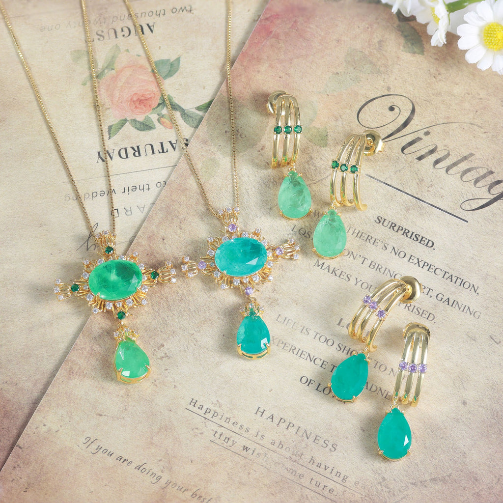 Cross Earrings & Necklace Set | Vintage Palace Style | Several-Tones