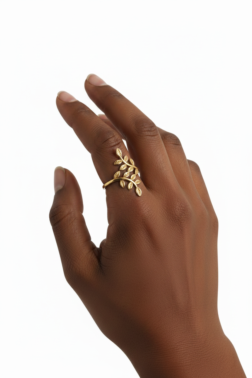 Leaf crossover ring in Sterling silver hallmarked|English Rose