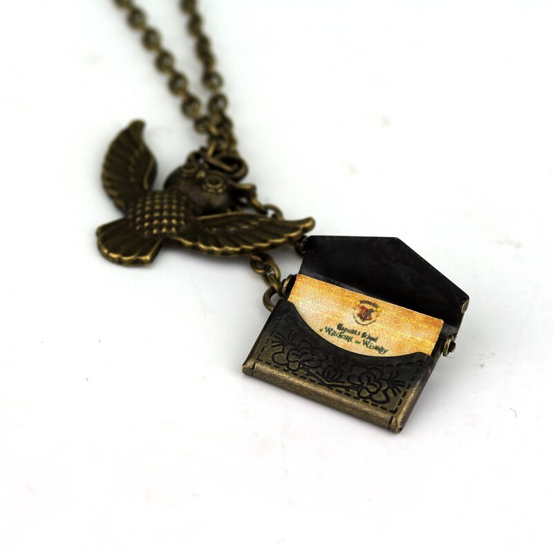 Vintage Owl Post Necklace with Acceptance Letter Pendant Locket Necklace