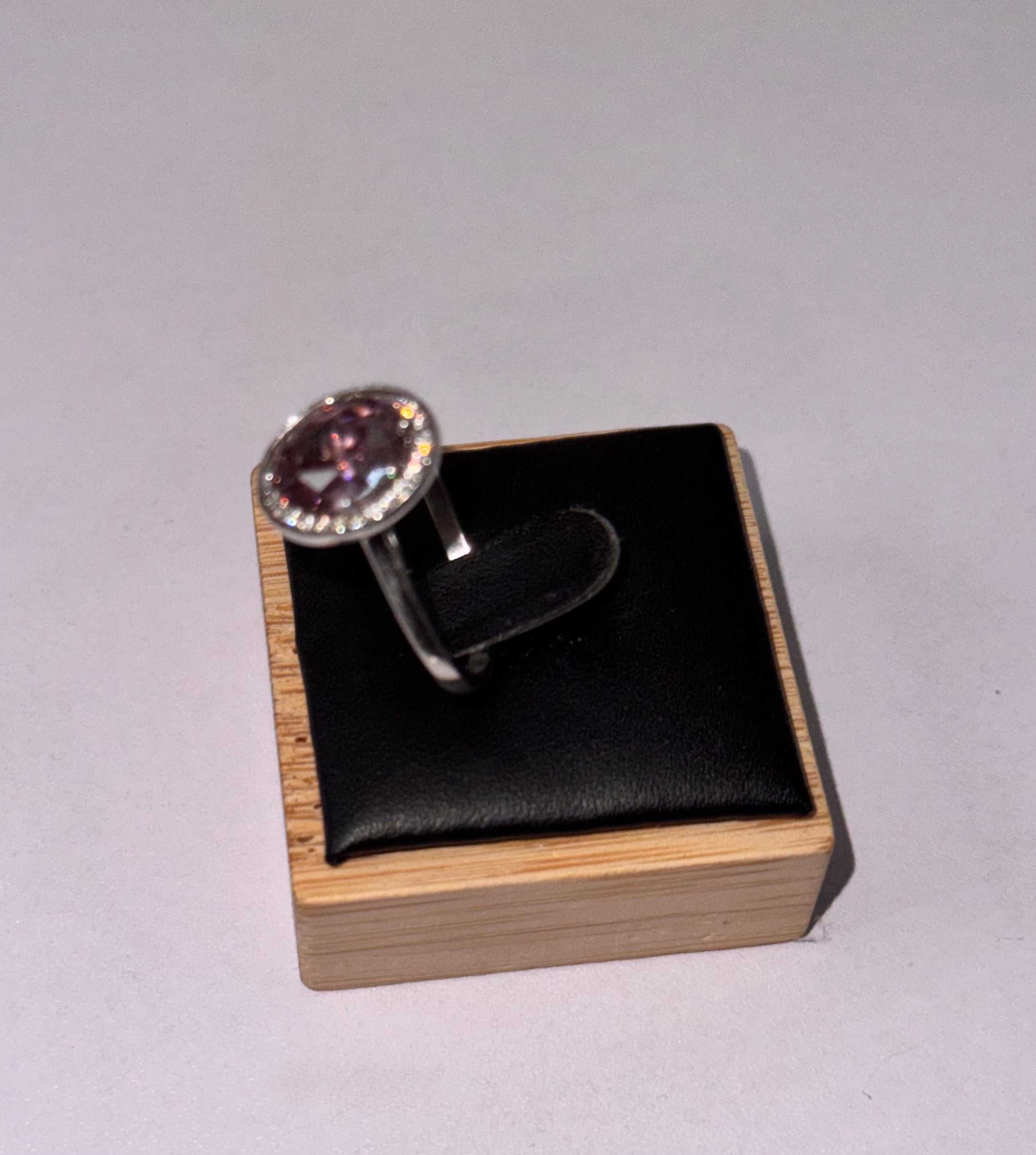 Vintage Azende Sterling Silver S925 Ring | Pink Stone & Pavé Setting | Size Q | English Rose