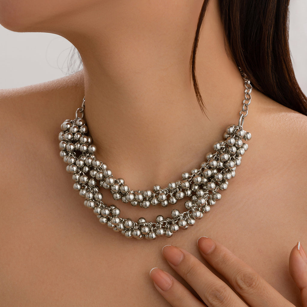 Multi-Layer Bead & Chain Necklace | Minimalist Layered Style | English Rose