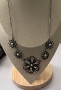 Vintage Black and White Floral Necklace