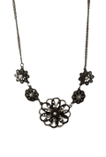 Vintage Black and White Floral Necklace