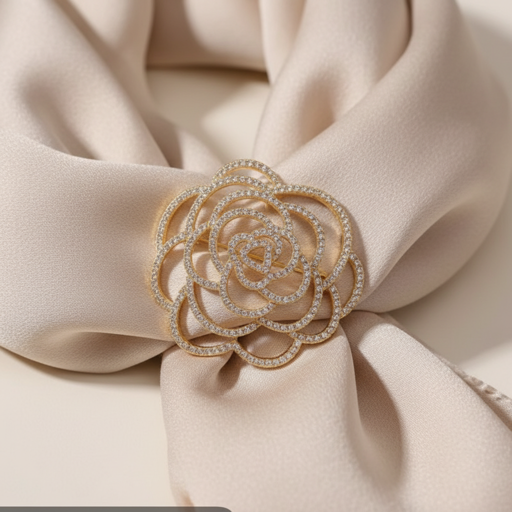 Broche moderne neuve motif rose