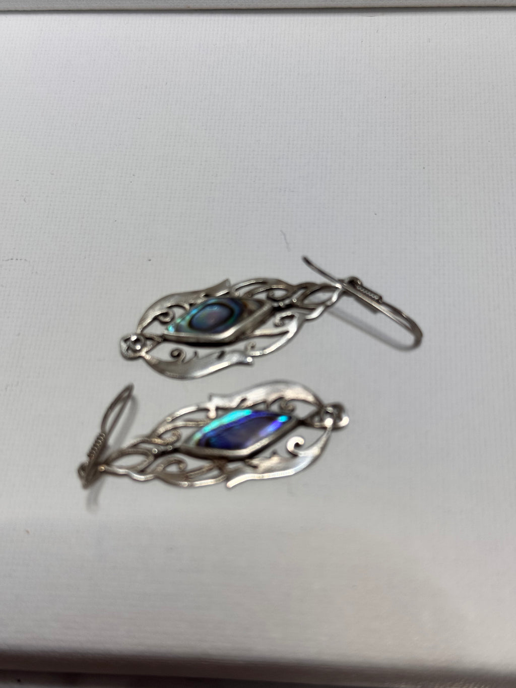 Vintage Sterling Silver & Abalone Shell Drop Earrings