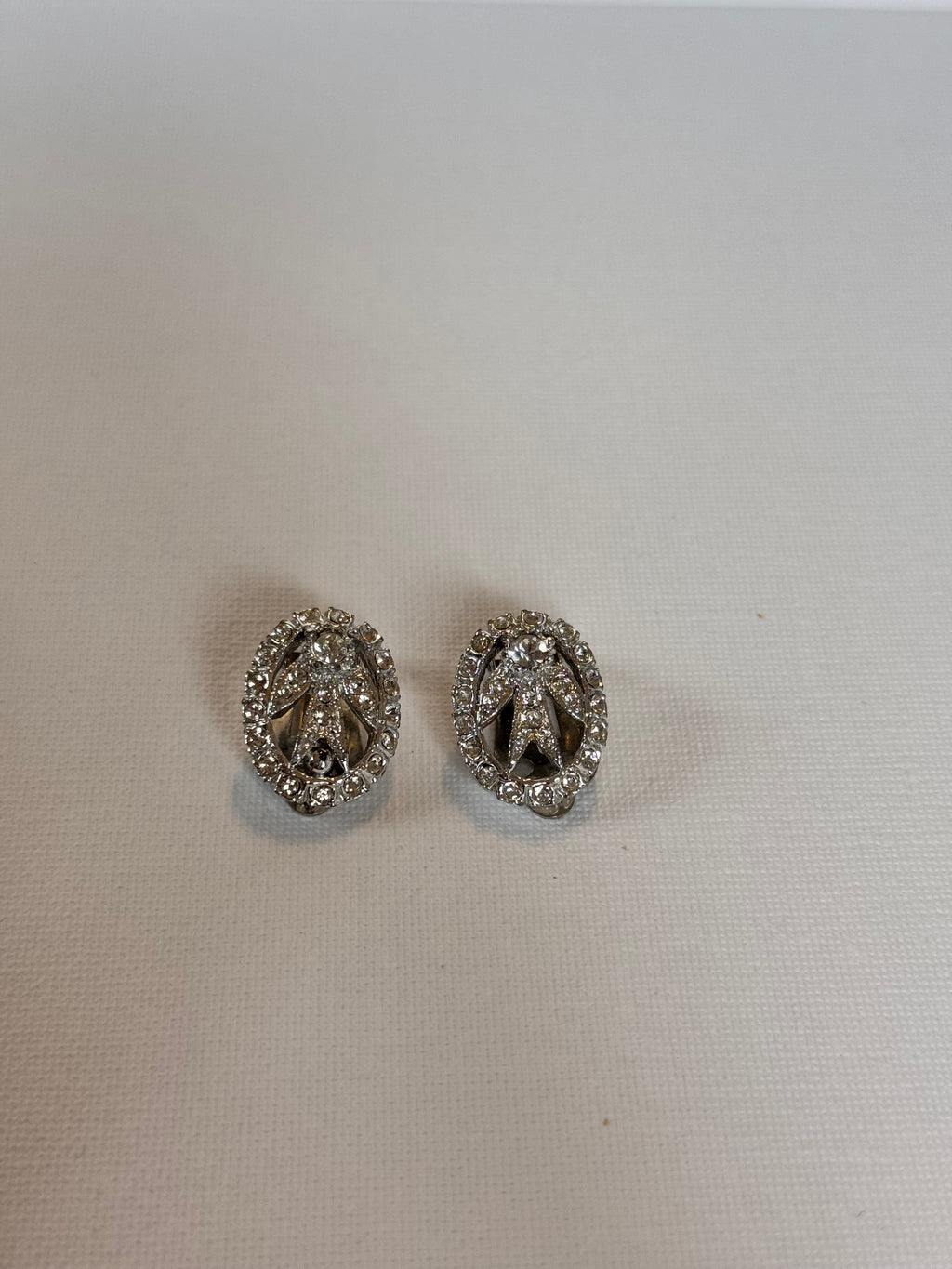 Oval Rhinestone Clip-On Earrings