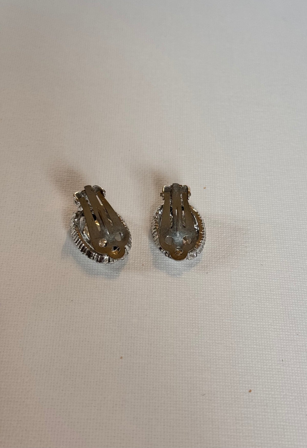 Oval Rhinestone Clip-On Earrings