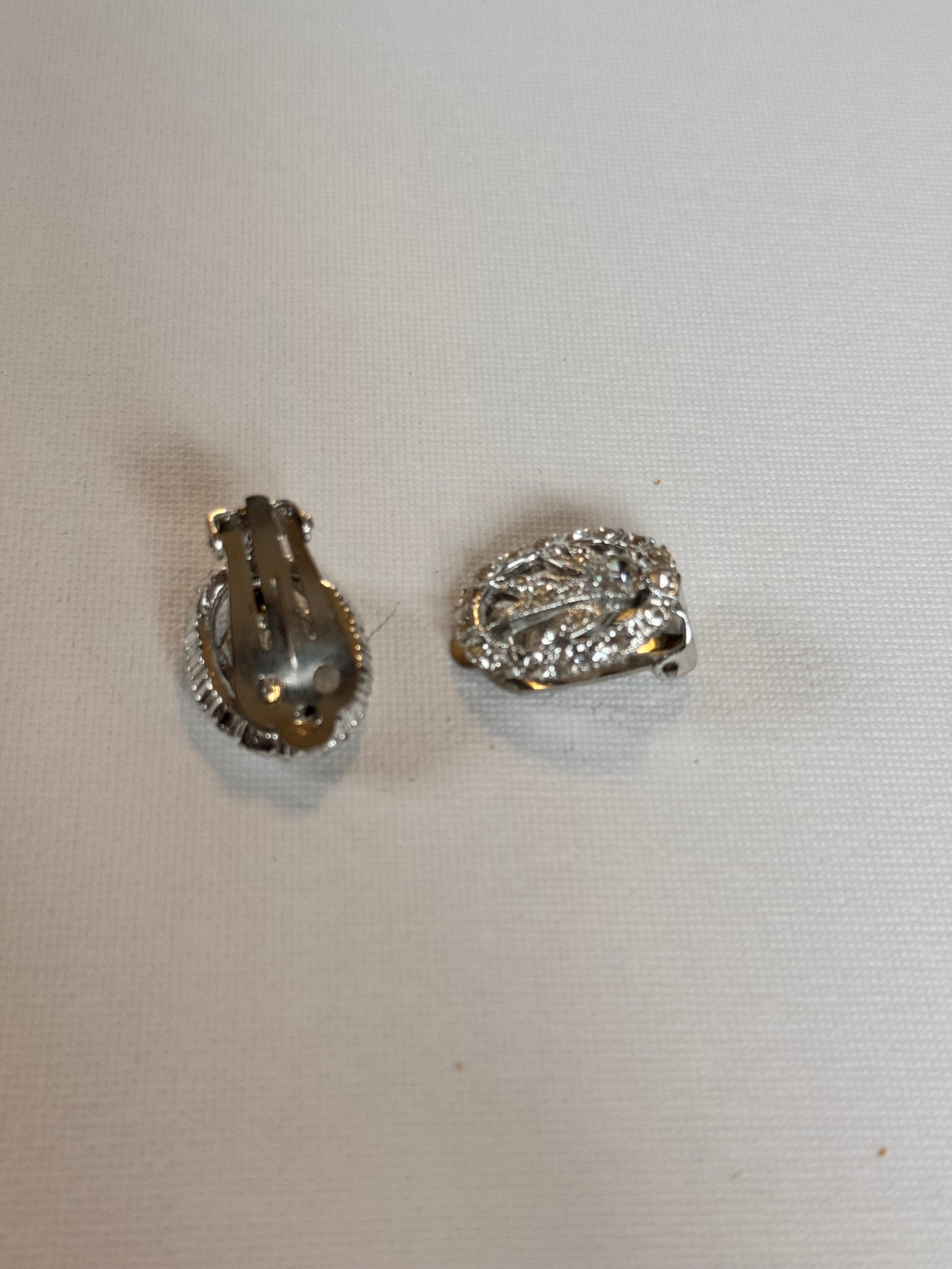 Oval Rhinestone Clip-On Earrings