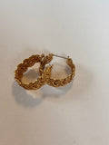 Gold Plated Earrings Half Hoop Rope Style