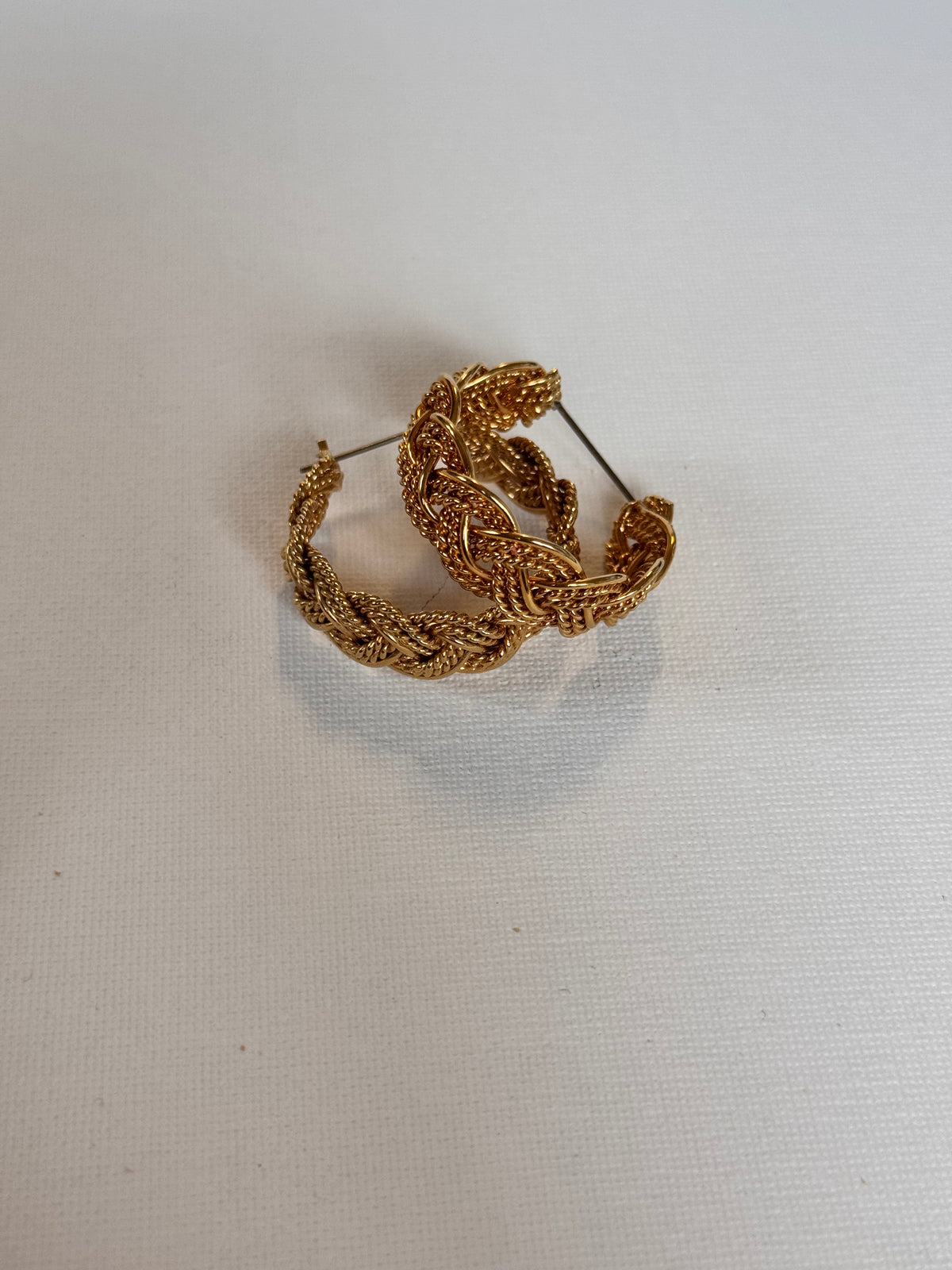 Gold Plated Earrings Half Hoop Rope Style