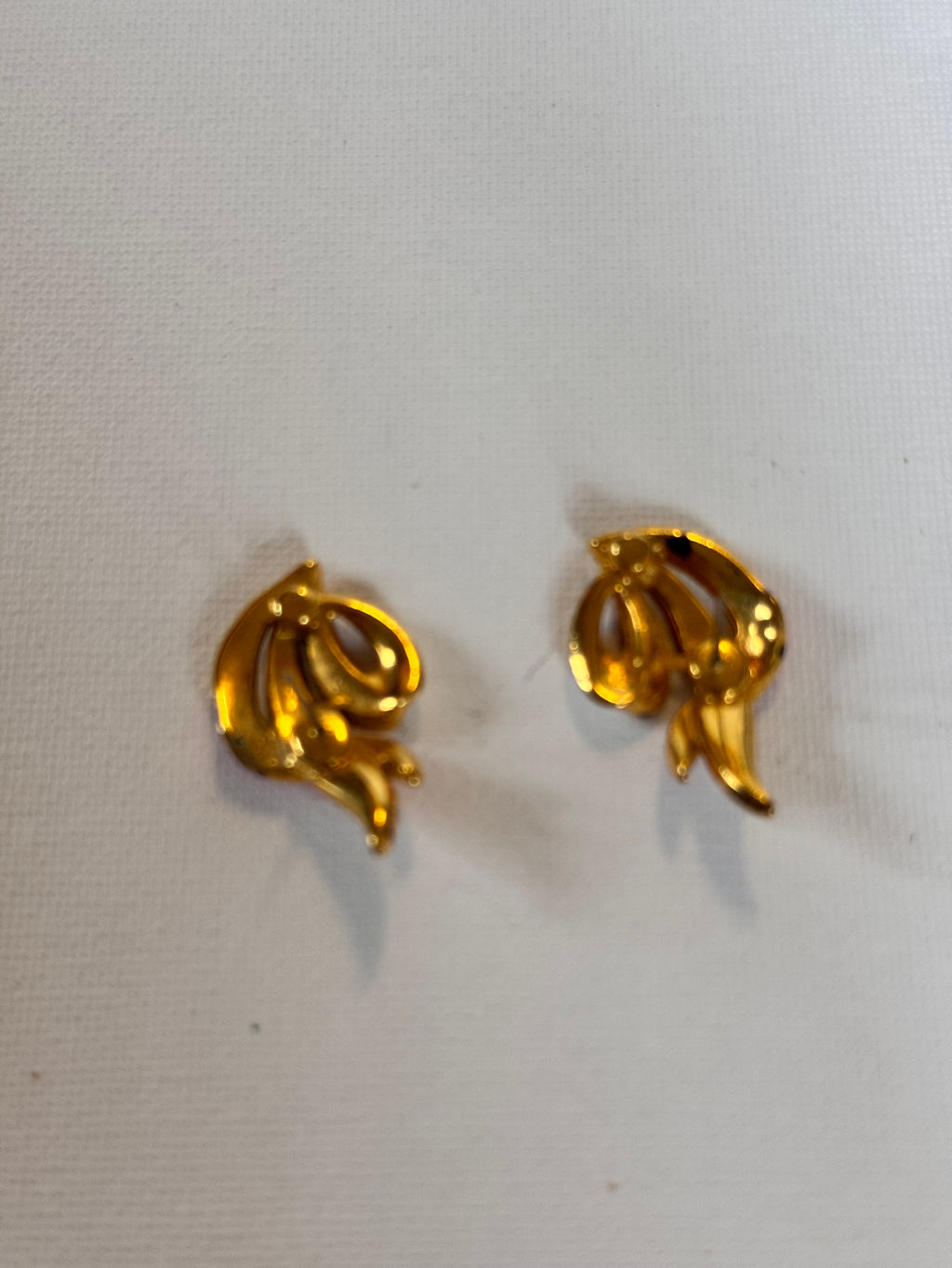 Gold Plated Earrings with a red Enamel Design Studded