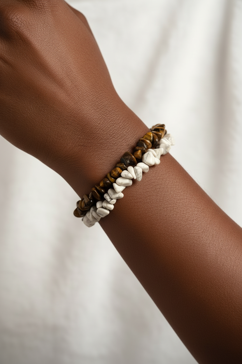 2 x Natural Stone Chip Bracelets Vintage