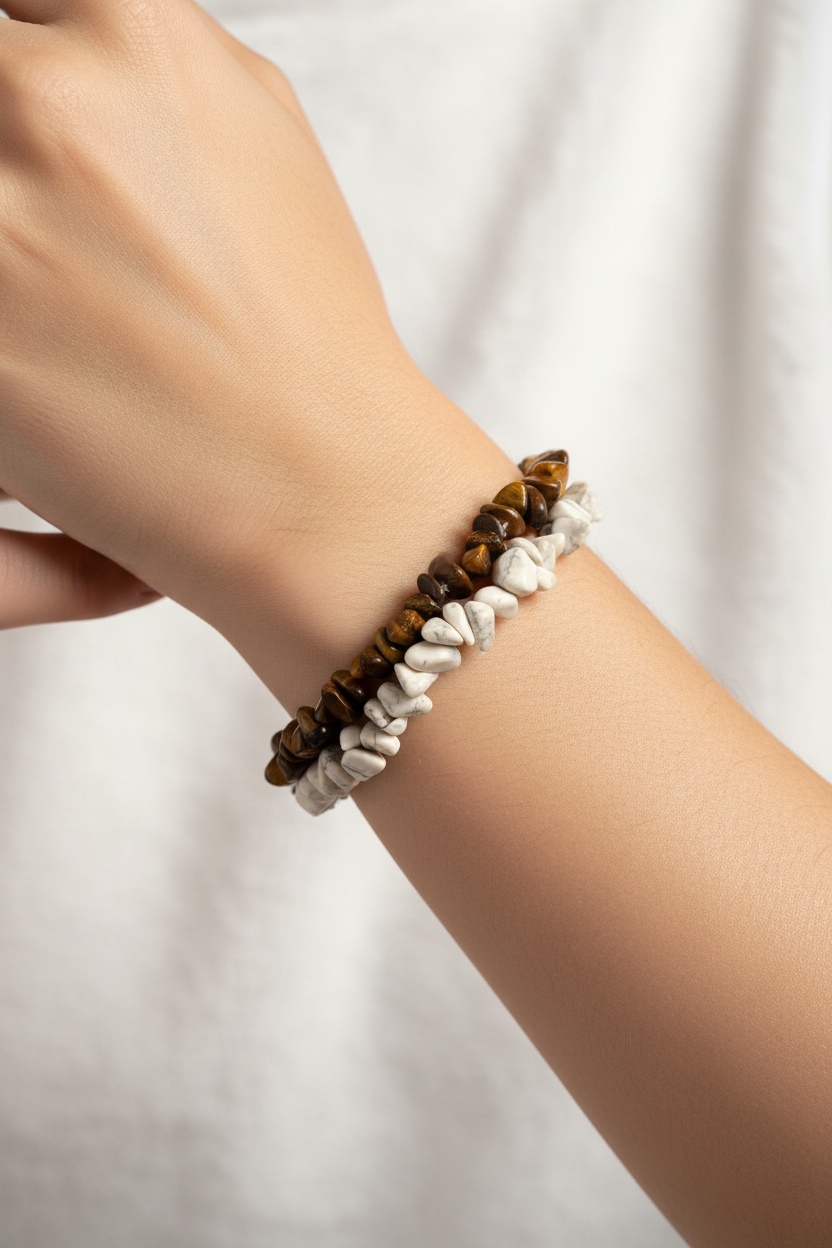 2 x Natural Stone Chip Bracelets Vintage