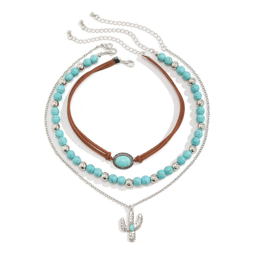 Silver tone Corded choker a layer of 3 necklaces