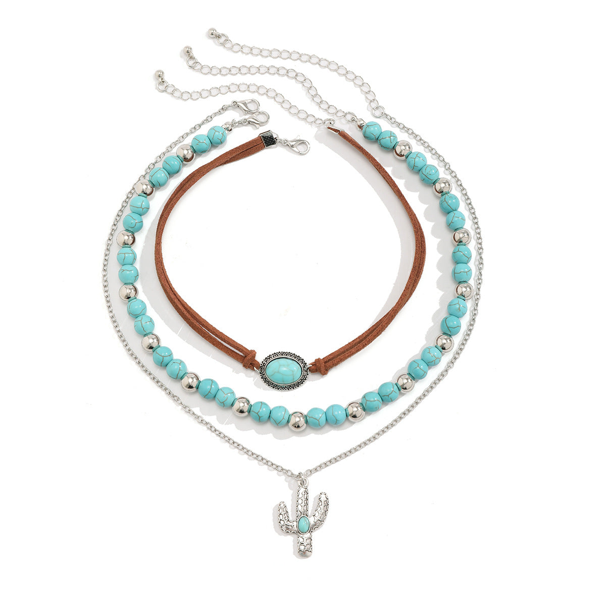 Silver tone Corded choker a layer of 3 necklaces