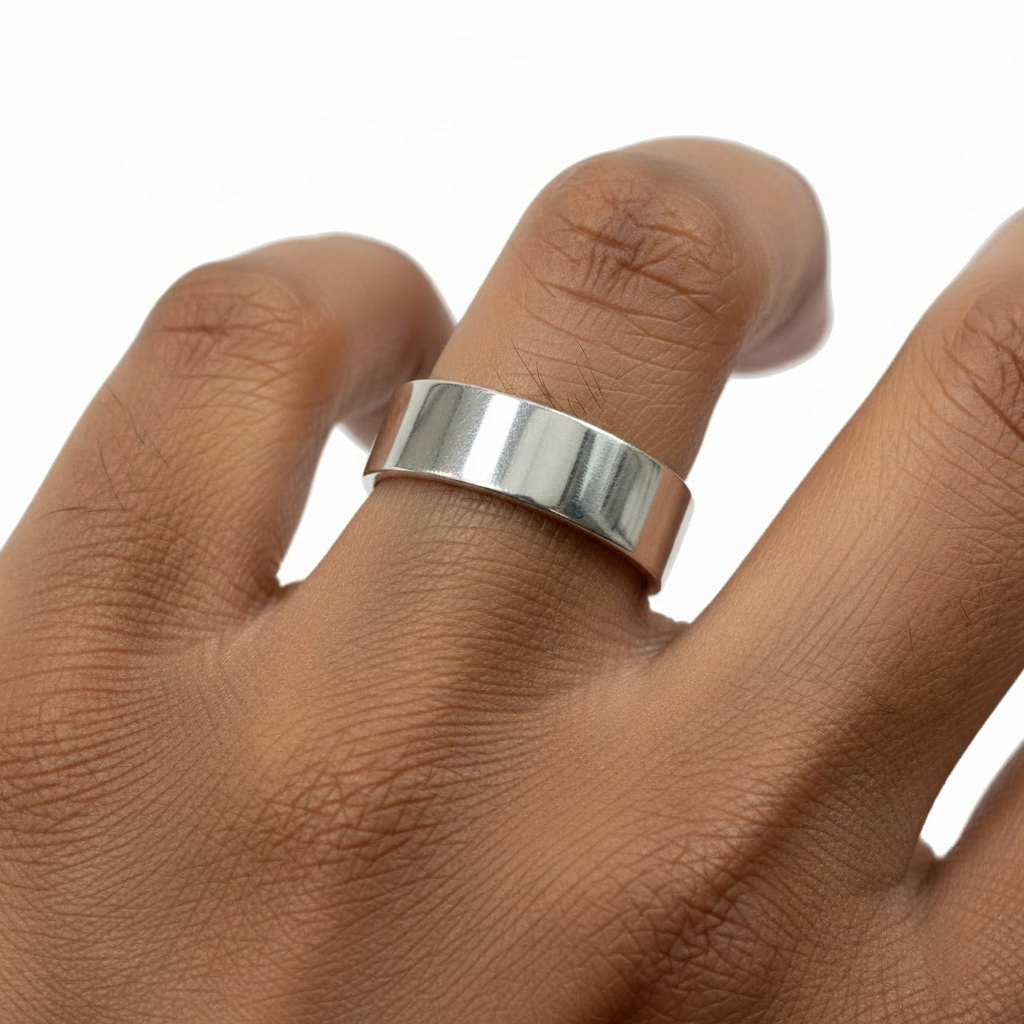 Thick square Sterling Silver Ring British Hallmarked