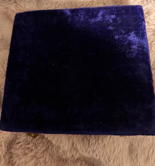 The top view of the Blue Velvet box of the Judaica cups.