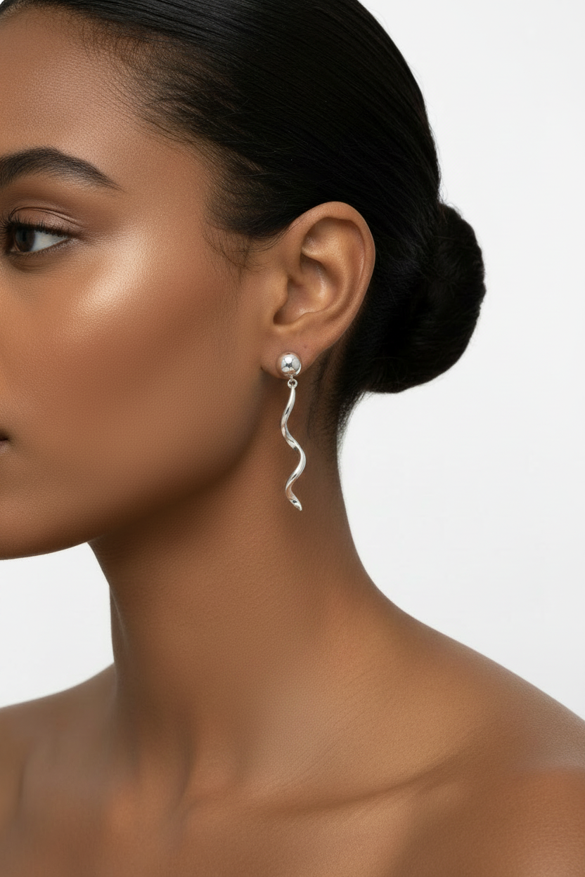 Vintage Silver plated dangle twist drop earrings